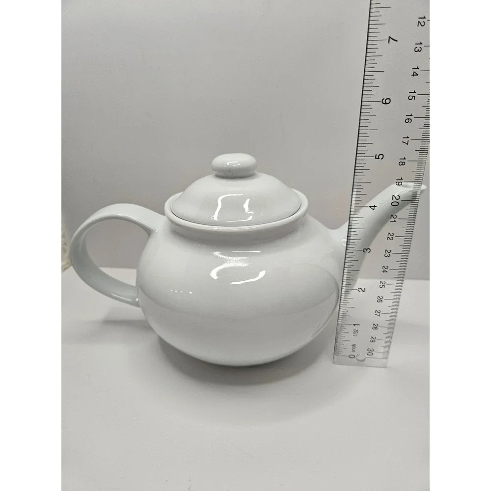 World Market‎ White Ceramic Teapot with Lid Microwave Dishwasher Safe